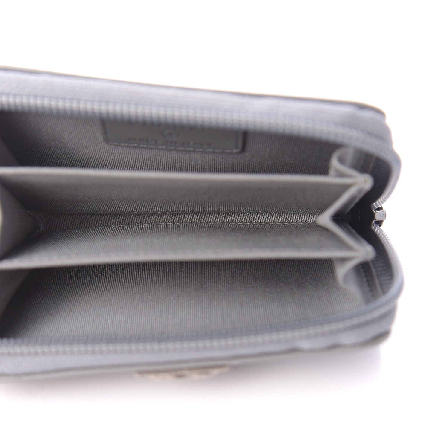 Lambskin Quilted Boy Zip Around Coin Purse Wallet Grey