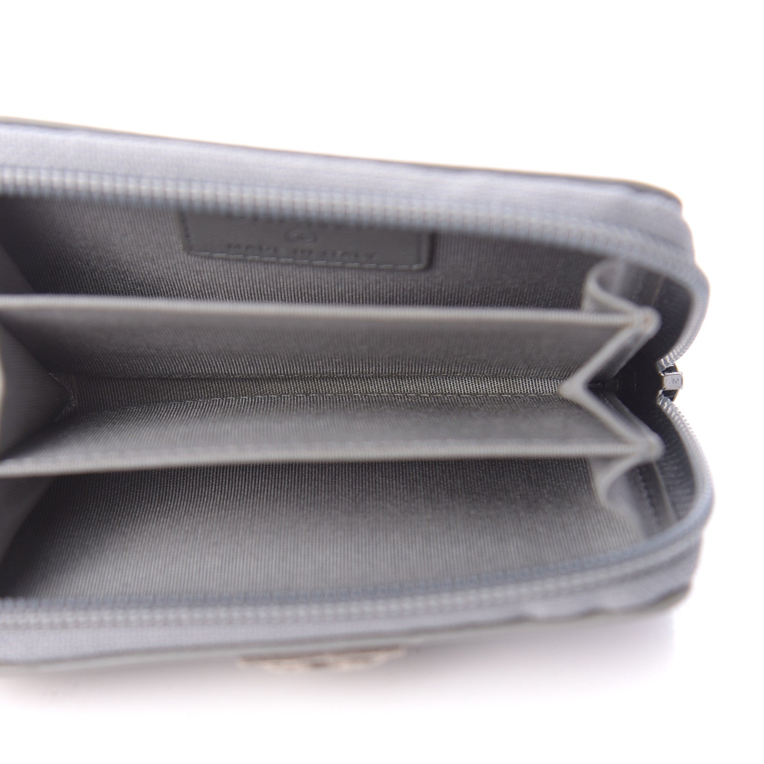 Chanel Lambskin Quilted Boy Zip Around Coin Purse Wallet Grey 5 of 10