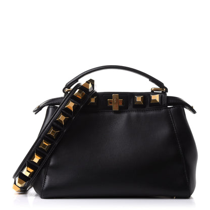Fendi Nappa Studded Mini Peekaboo Iconic Satchel Black 1 of 11