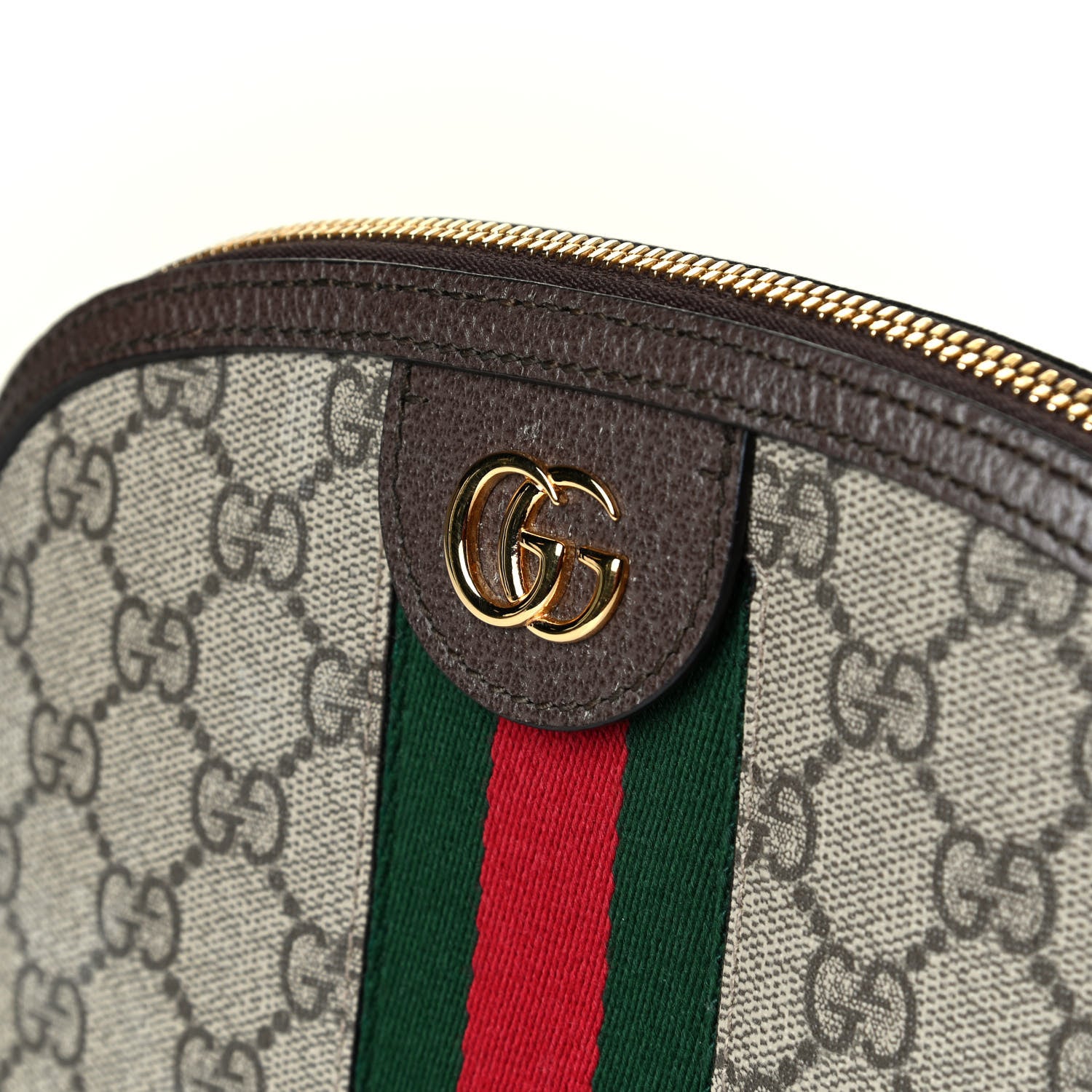 Gucci GG Supreme Monogram Textured Dollar Calfskin Web Small Ophidia Dome Shoulder Bag Beige Ebony New Acero 6 of 6