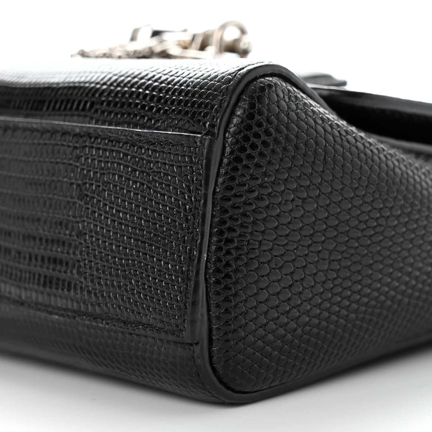 Dolce & Gabbana Lizard Calfskin Embossed Small Monica Top Handle Bag Black 10 of 11