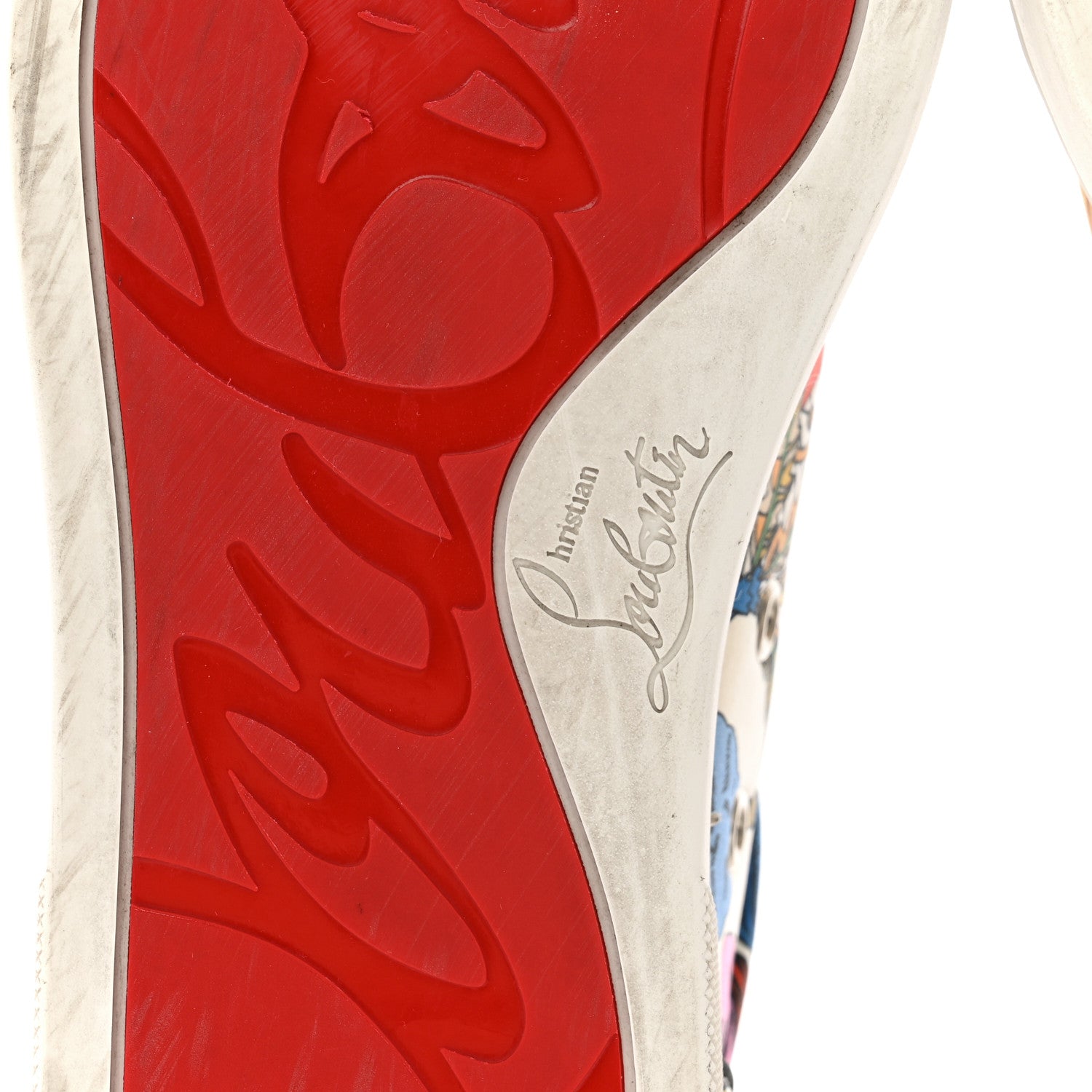 Christian Louboutin Crepe Satin Calfskin Womens Vieira Orlato Flat Sneakers 38 Bianco Multi 8 of 11