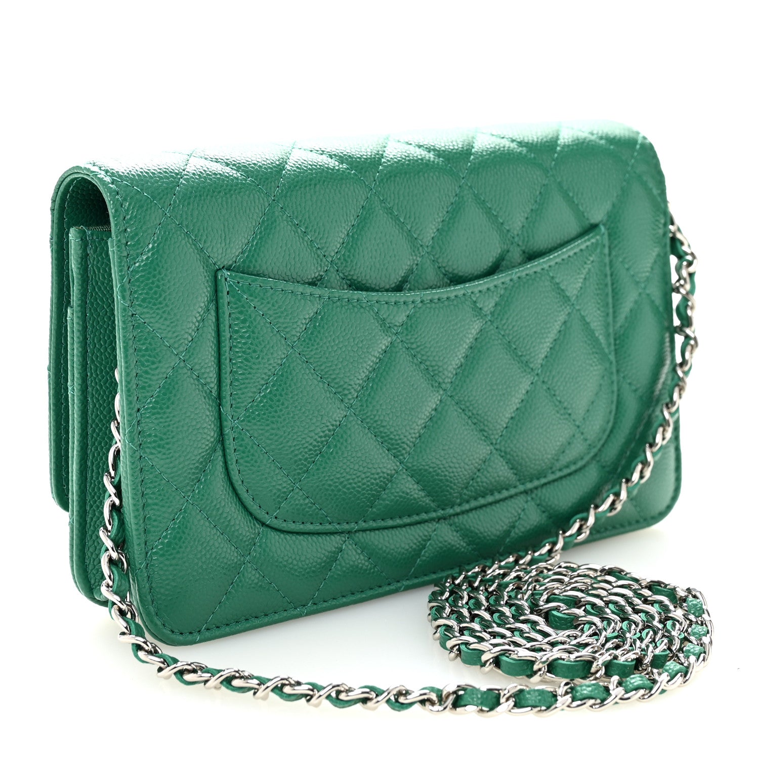 Chanel Caviar Quilted Wallet On Chain WOC Green 3 of 12