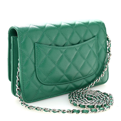 Chanel Caviar Quilted Wallet On Chain WOC Green 3 of 12