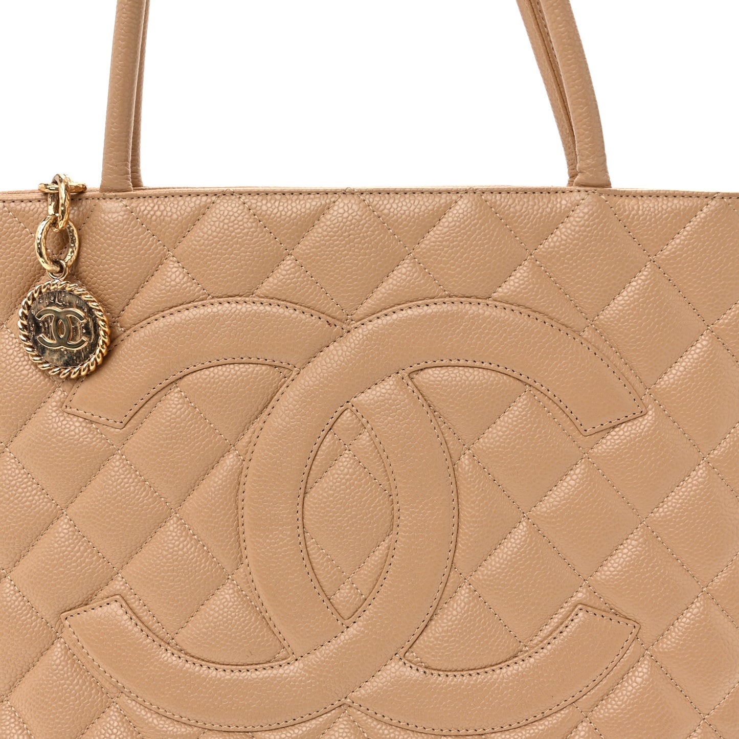 Caviar Quilted Medallion Tote Beige Beige