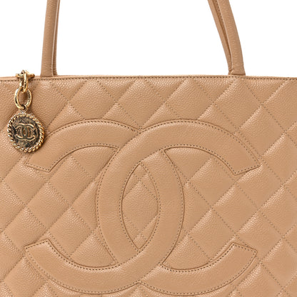 Chanel Caviar Quilted Medallion Tote Beige Beige 8 of 10