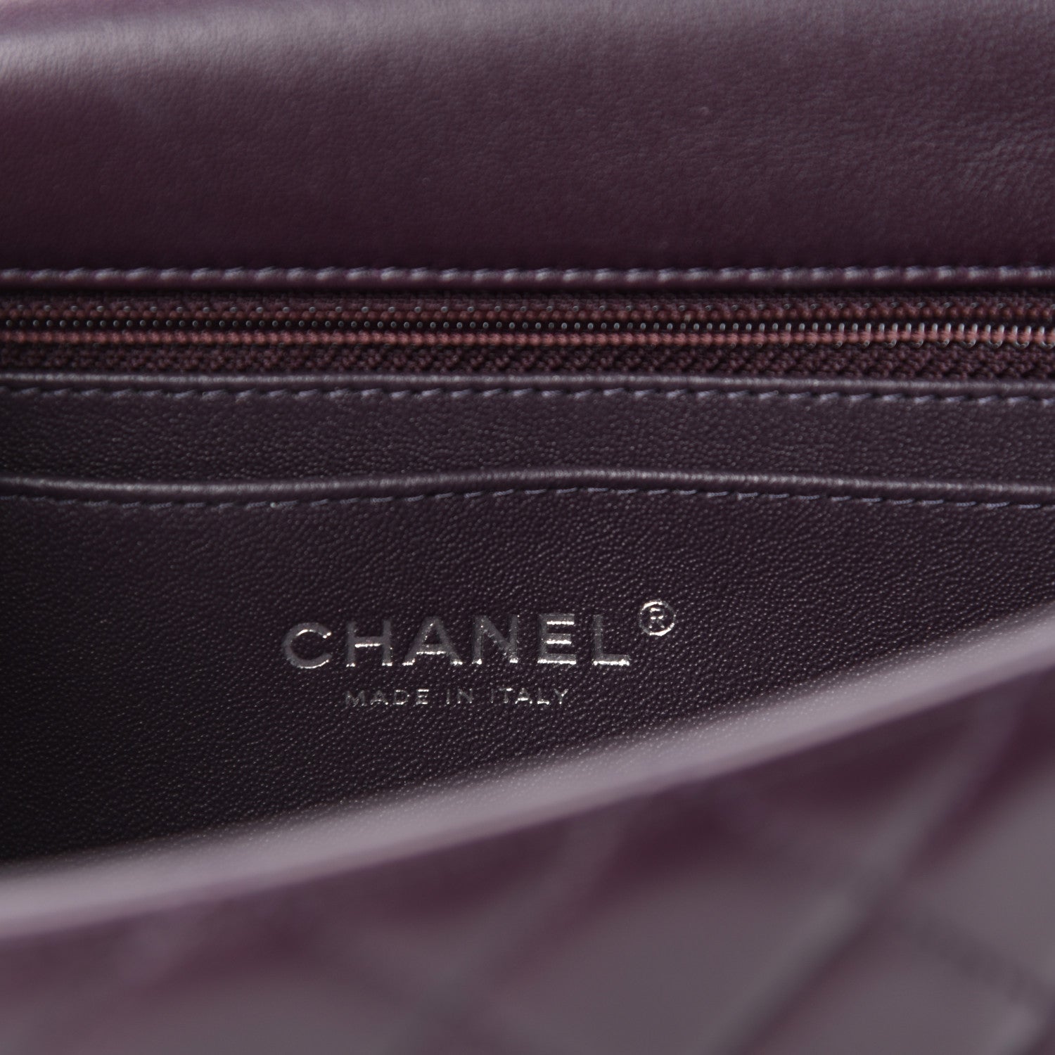 Chanel Lambskin Quilted Mini Rectangular Flap Dark Purple 8 of 11