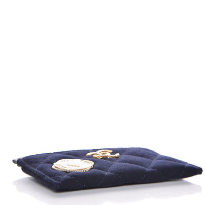 Chanel Wool Quilted Paris-Hamburg Charms Card Holder Navy 4 of 9