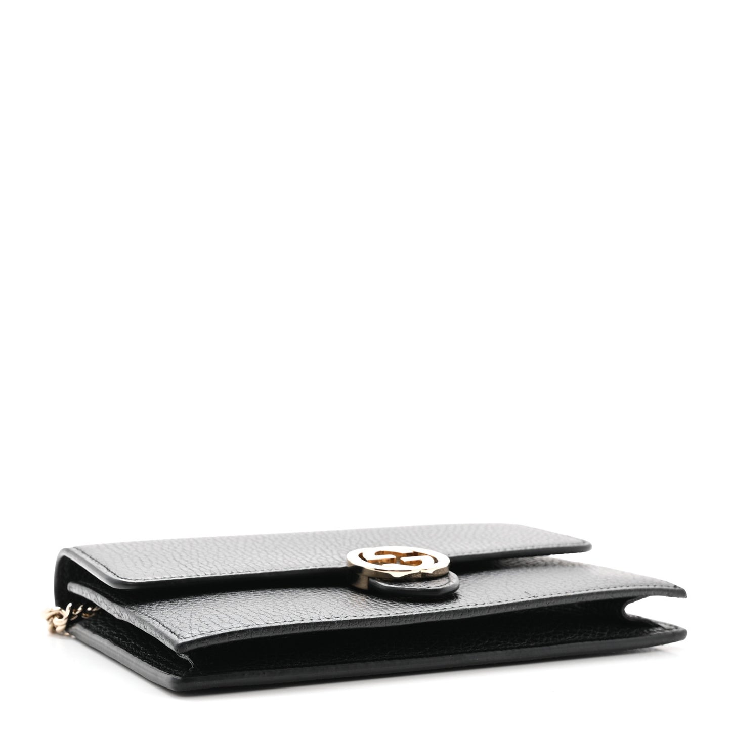 Dollar Calfskin Interlocking G Chain Wallet Black