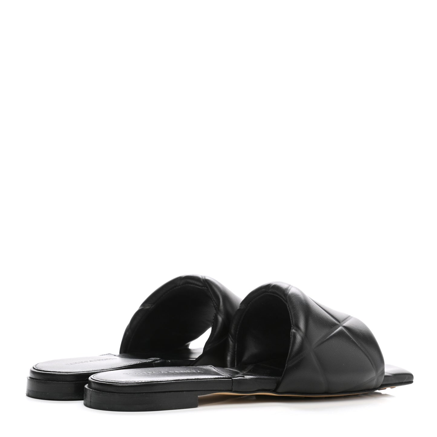 Nappa Quilted Rubber Lido Flat Sandals 37 Black