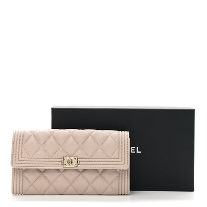 Chanel Caviar Quilted Large Boy Gusset Flap Wallet Beige 10 of 10