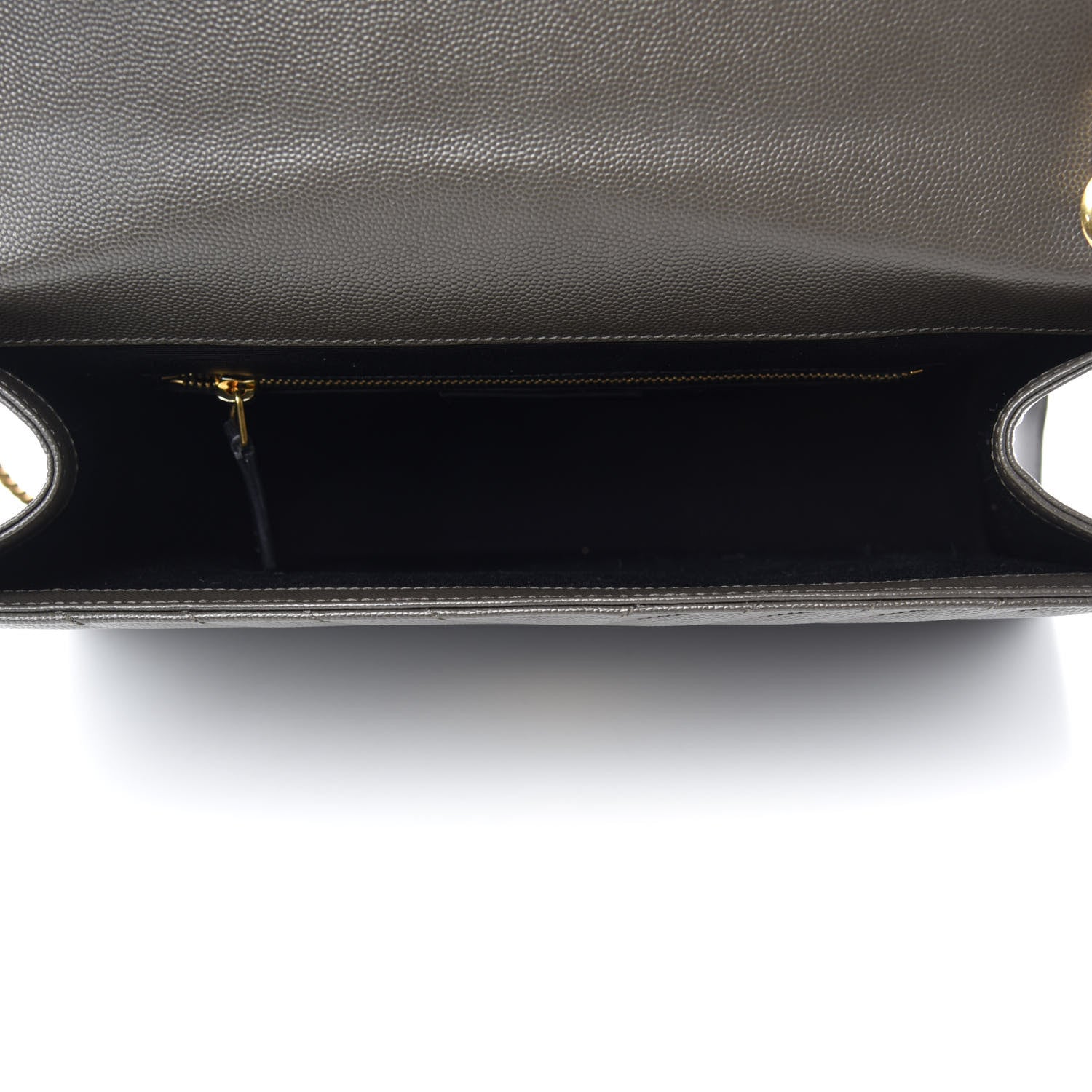 Saint Laurent Grain De Poudre Matelasse Chevron Large Monogram Satchel Bronze 5 of 11