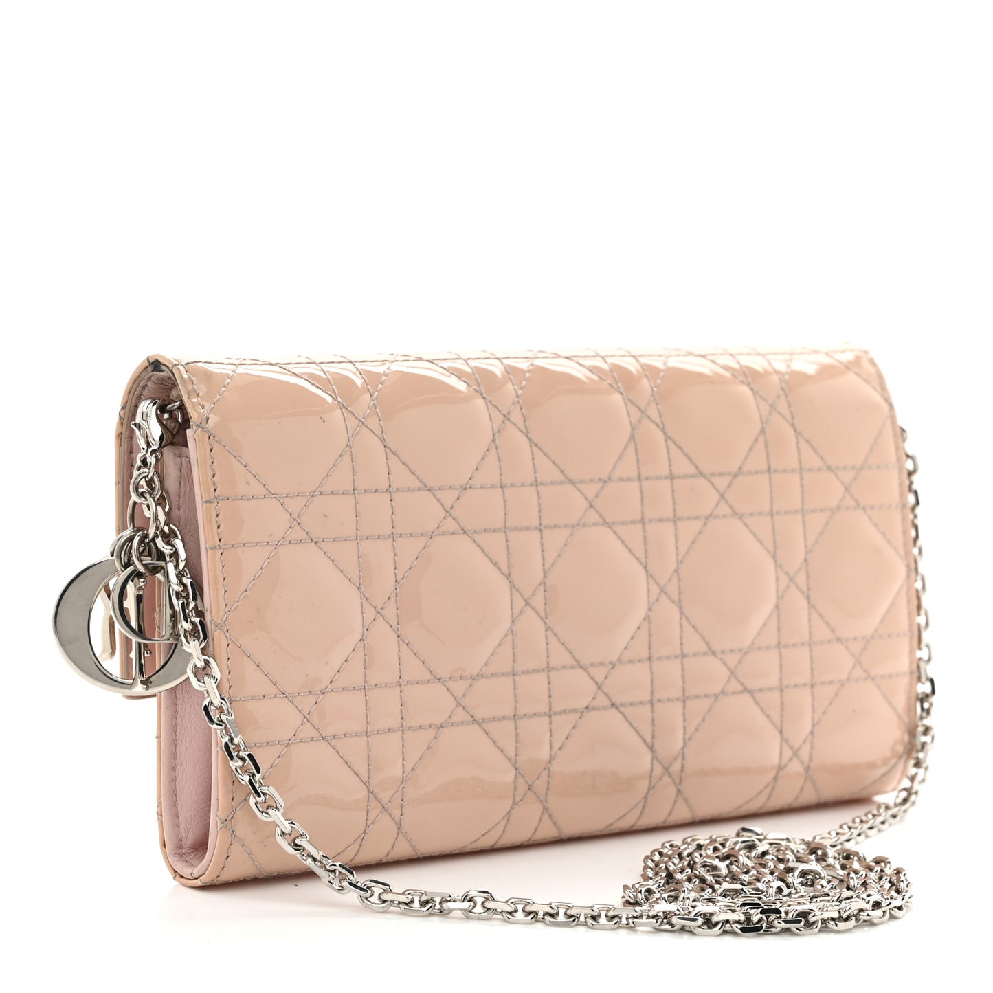 Patent Cannage Lady Dior Rendezvous Wallet On Chain Light Pink