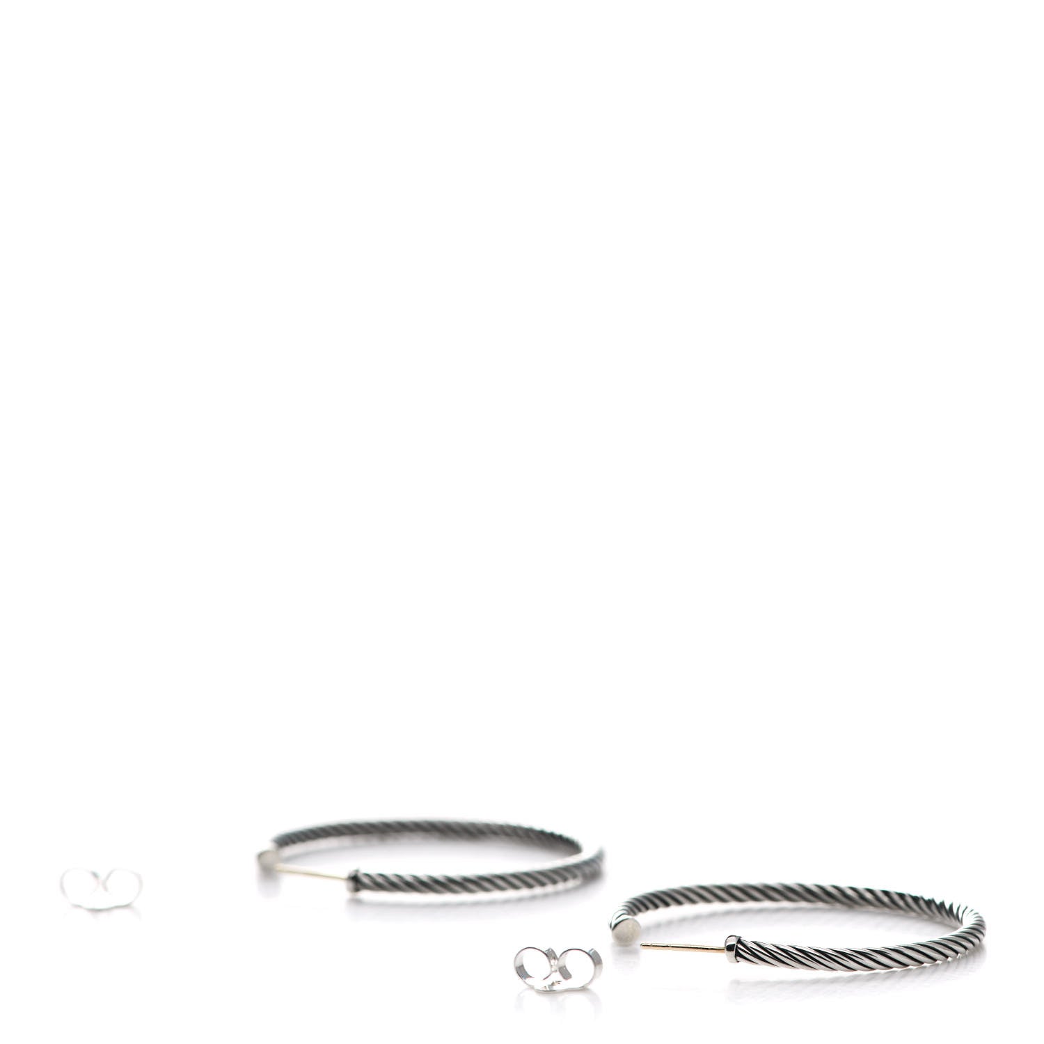 David Yurman Sterling Silver Medium Cable Classics Hoop Earrings 3 of 5