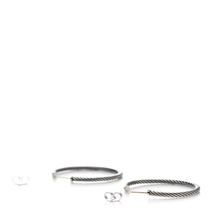 David Yurman Sterling Silver Medium Cable Classics Hoop Earrings 3 of 5