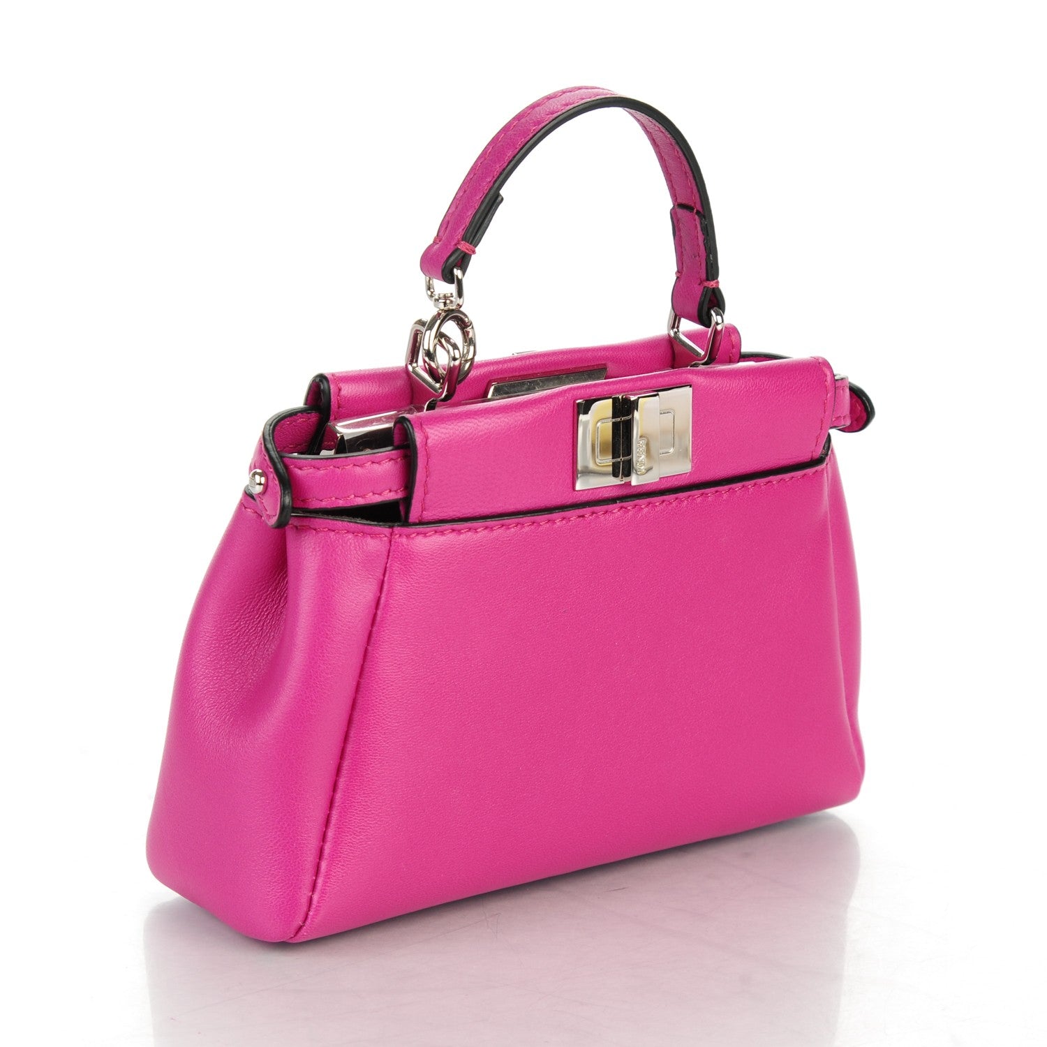 Fendi Nappa Micro Peekaboo Iconic Satchel Magenta 3 of 9