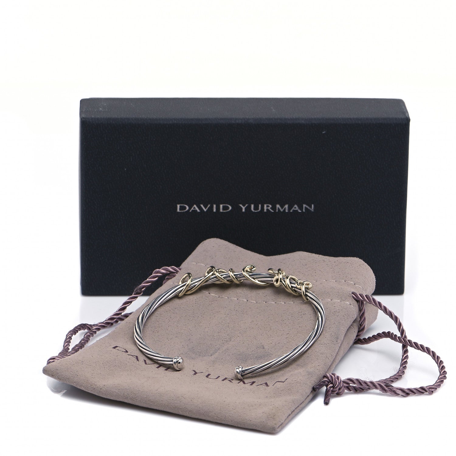 David Yurman Sterling Silver 14K Yellow Gold DY Whispers I Love You Bracelet 8 of 8