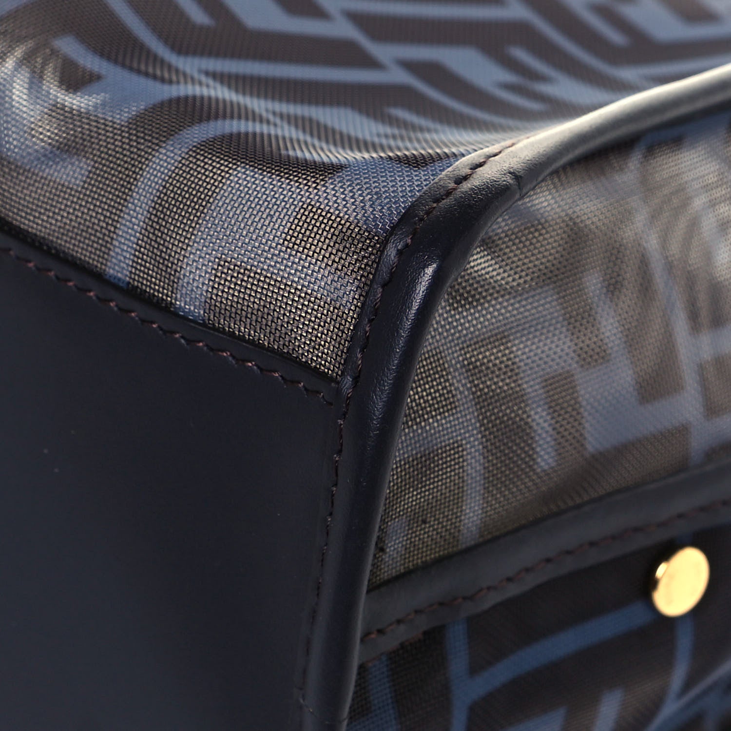 Fendi Mesh Vitello Century FF 1974 Mini Peekaboo Defender Cover Azzurro Black Ebano 12 of 14