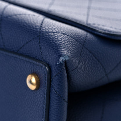 Chanel Grained Calfskin Stitched Flap Navy Blue 10 of 13