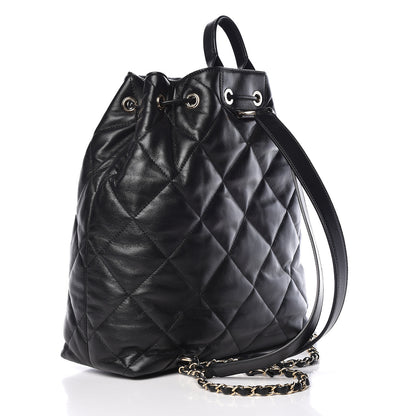 Chanel Lambskin Quilted Drawstring Backpack Black 3 of 11