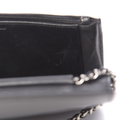 Chanel Grained Calfskin Quilted CC Box Wallet On Chain WOC Black 12 of 13