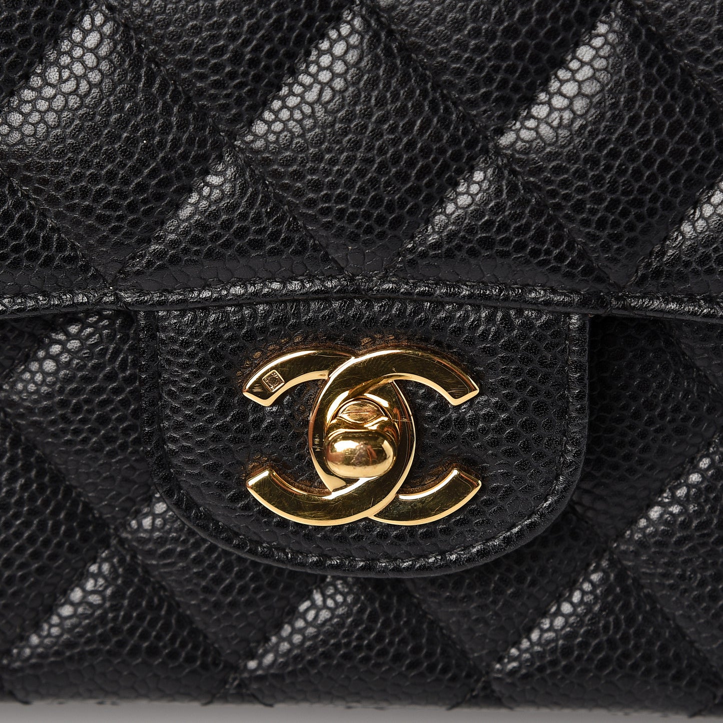 Caviar Quilted Medium Double Flap Black