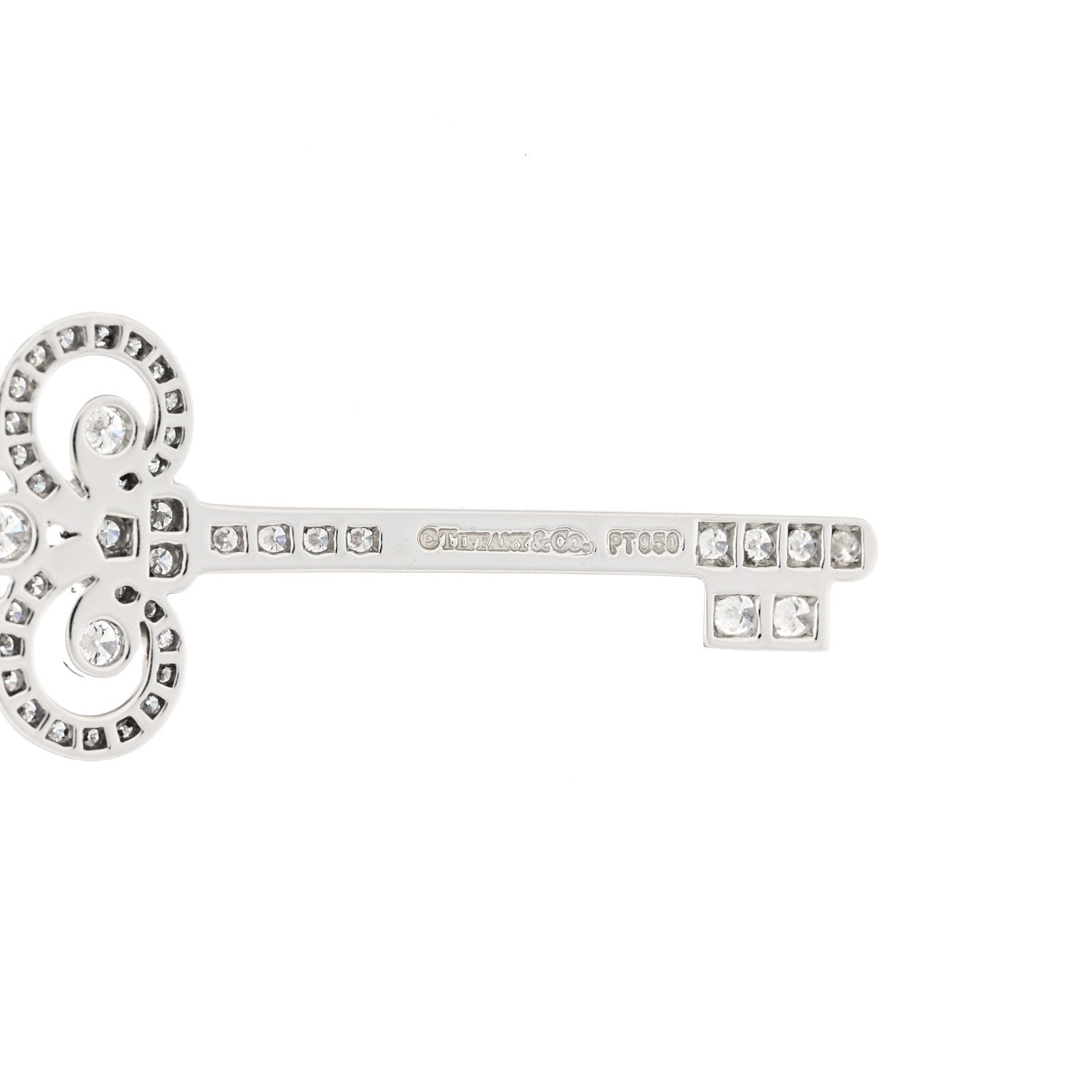 Tiffany Platinum Diamond .41ct Fleur De Lis Key Pendant Necklace 4 of 5
