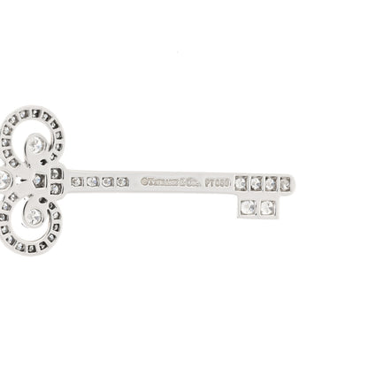 Tiffany Platinum Diamond .41ct Fleur De Lis Key Pendant Necklace 4 of 5