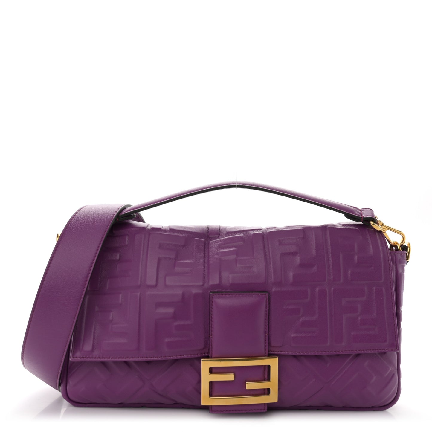 Nappa FF 1974 Embossed Large Baguette Lilla