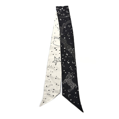 Christian Dior Silk Zodiac Aries Mitzah Scarf Black 2 of 3