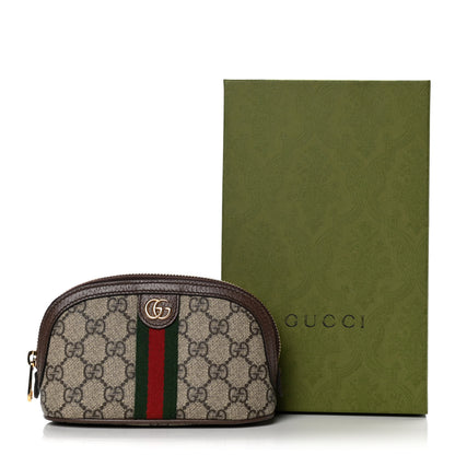 Gucci GG Supreme Monogram Textured Calfskin Web Medium Ophidia Cosmetic Case Beige Ebony New Acero 9 of 9