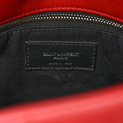 Saint Laurent Lambskin Quilted Small Loulou Puffer Monogram Chain Satchel Red 7 of 11