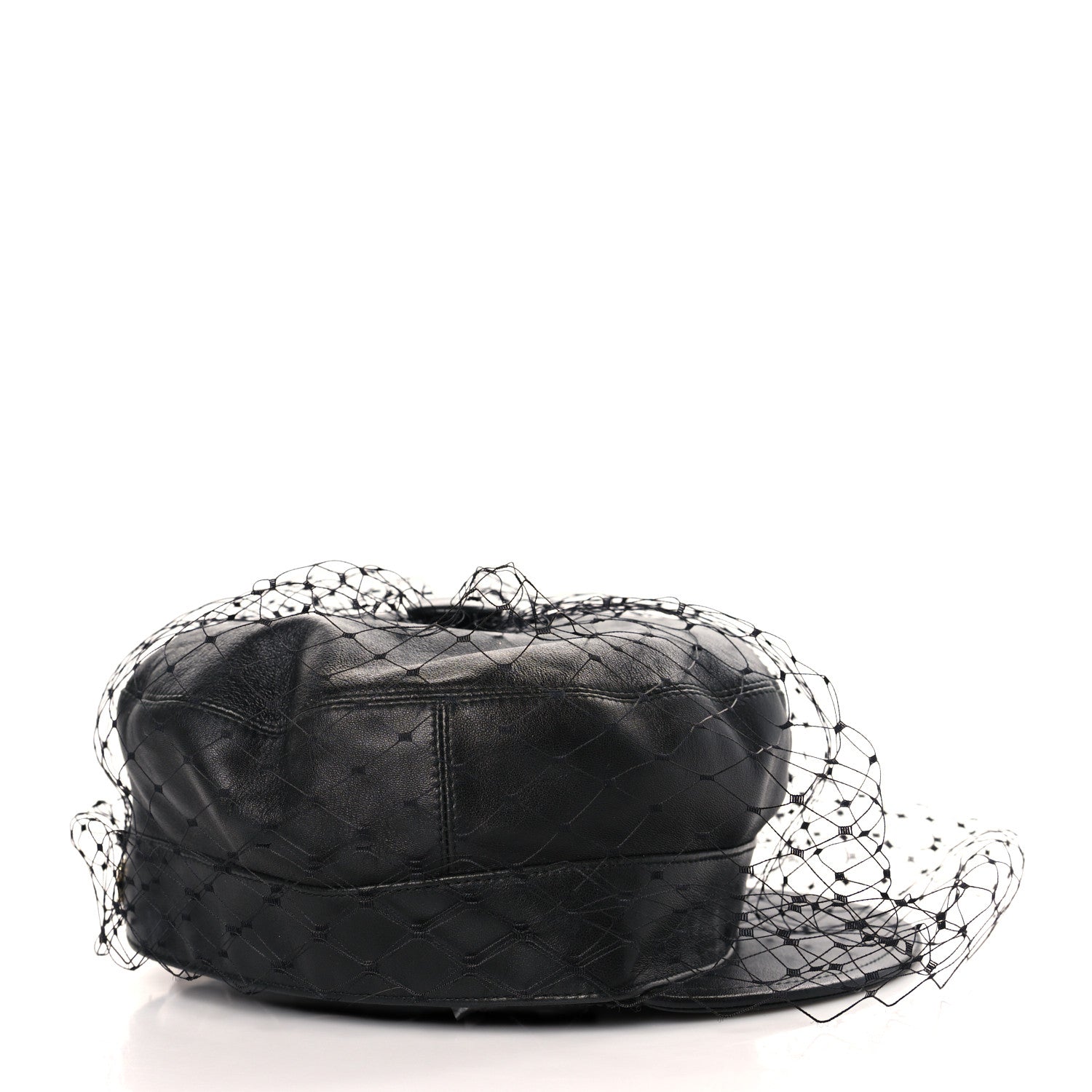 Christian Dior Lambskin Arty Beret Cap With Veil 57 Black 3 of 7