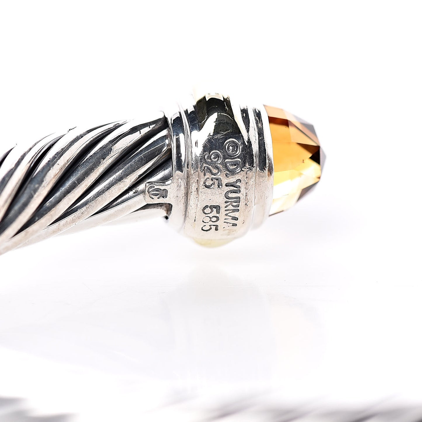Sterling Silver 14K Yellow Gold Citrine 7mm Cable Classics Bracelet