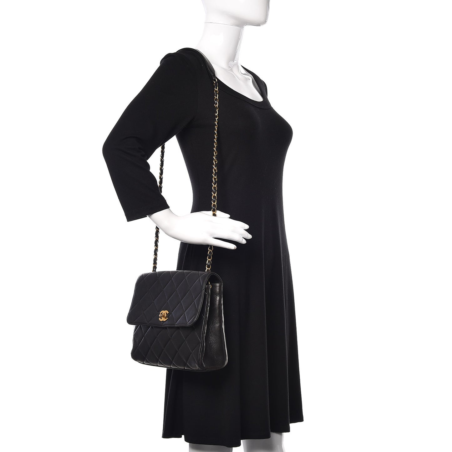 Lambskin Quilted Shoulder Bag Black