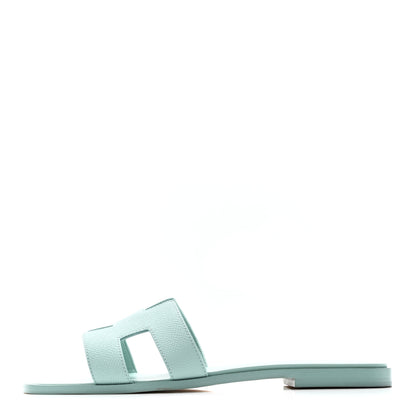 Hermes Epsom Oran Sandals 39.5 Vert Embrun 1 of 9