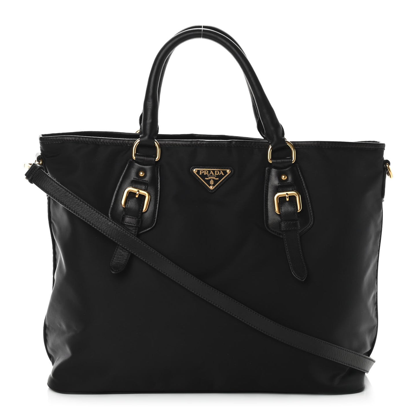 Tessuto Nylon Soft Calfskin Tote Black