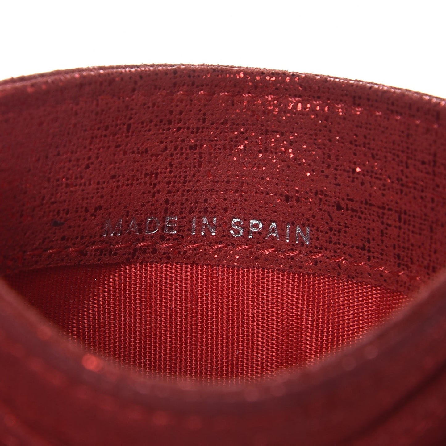 Iridescent Calfskin Quilted Card Holder Red