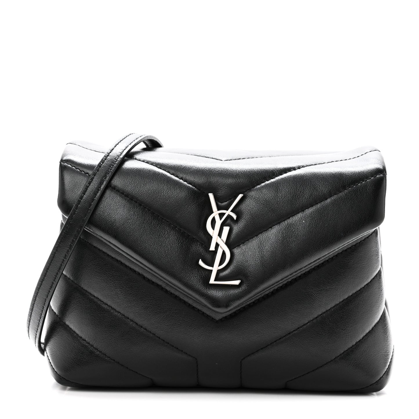 Calfskin Y Quilted Monogram Toy Loulou Crossbody Bag Black