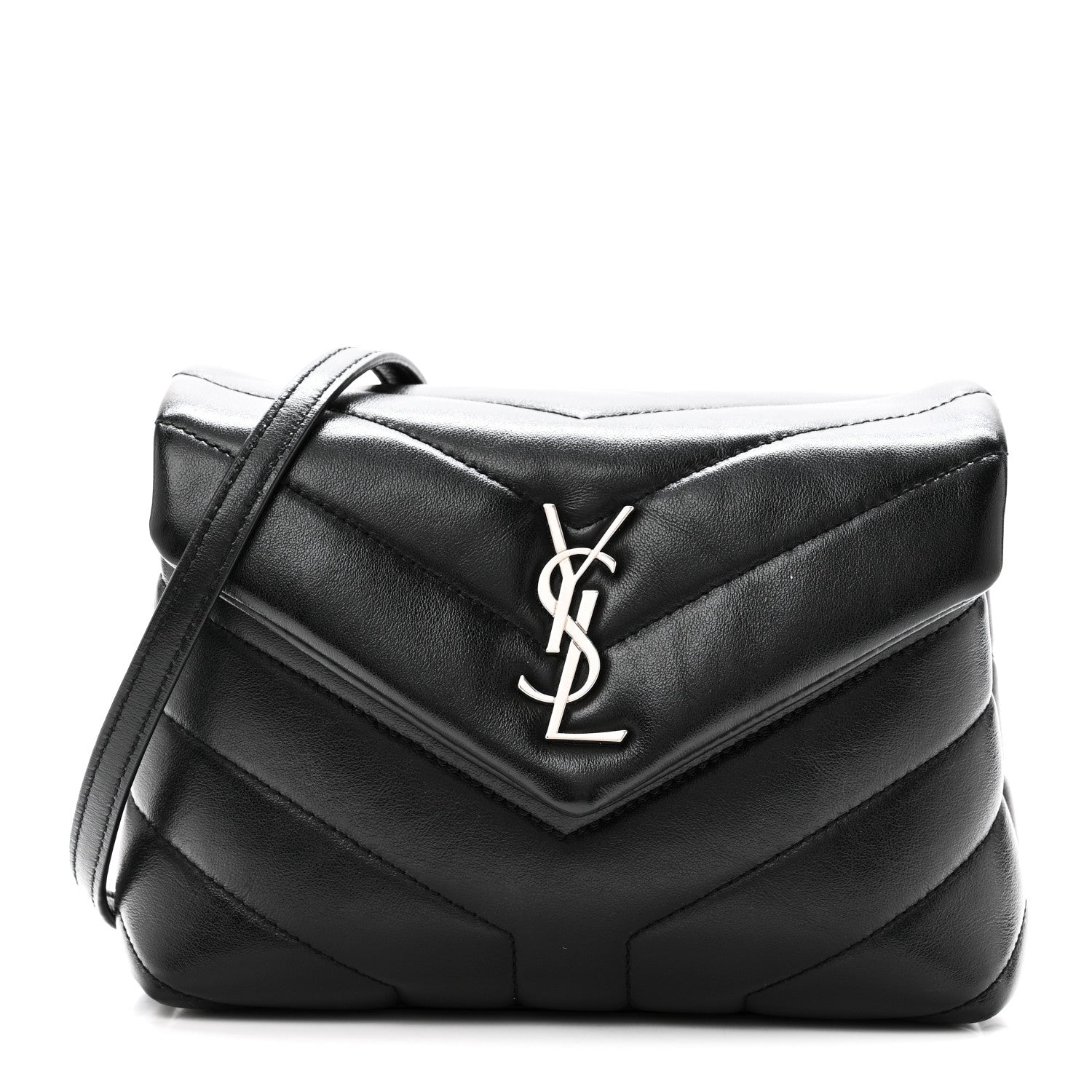 Saint Laurent Calfskin Y Quilted Monogram Toy Loulou Crossbody Bag Black 1 of 10
