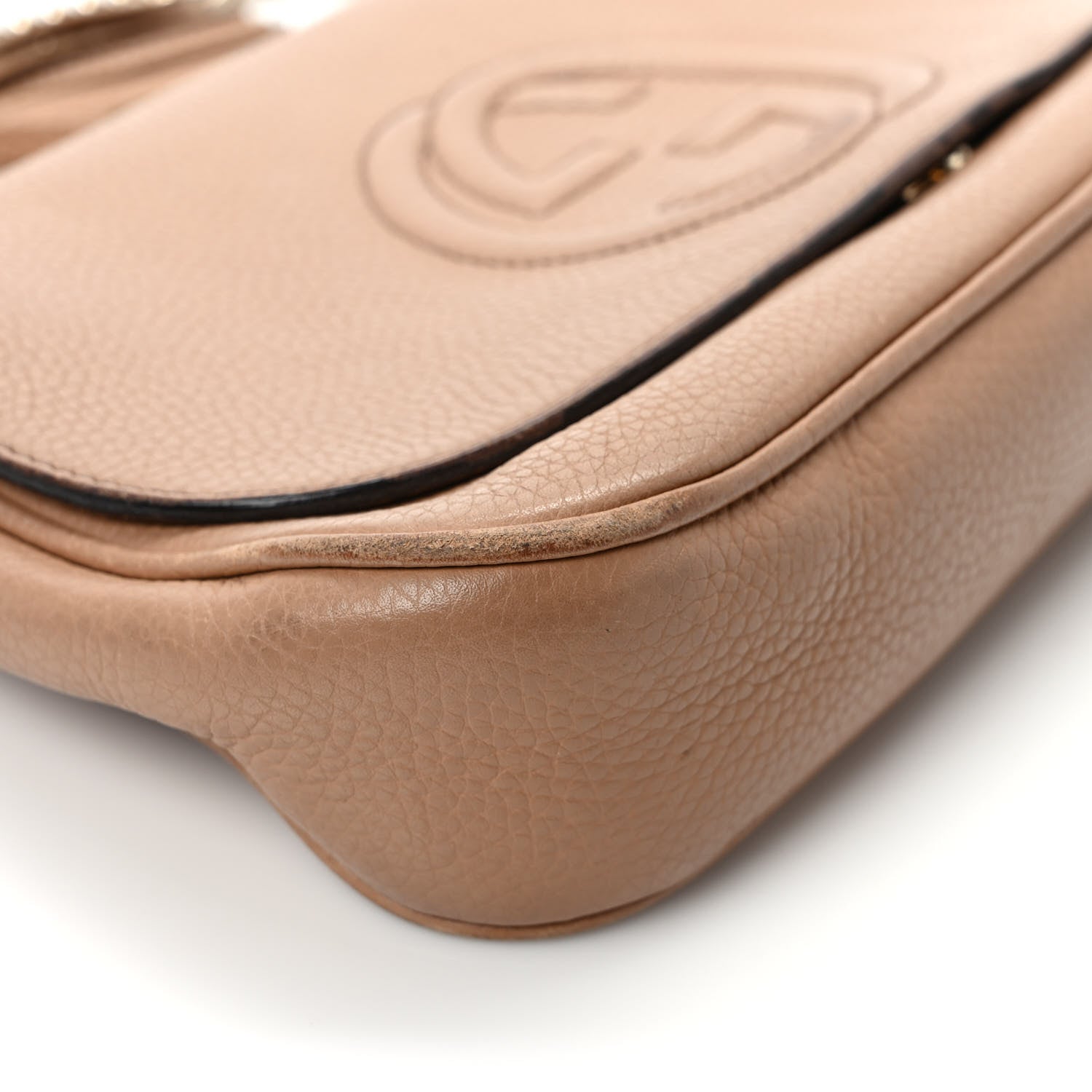 Gucci Pebbled Calfskin Medium Soho Flap Crossbody Camelia 10 of 14