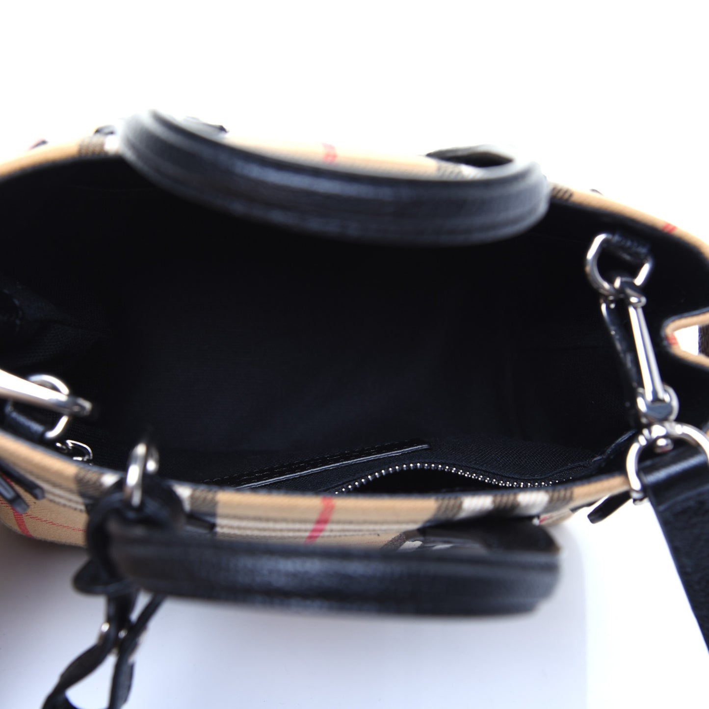 Goatskin Vintage Check Baby Banner Tote Black