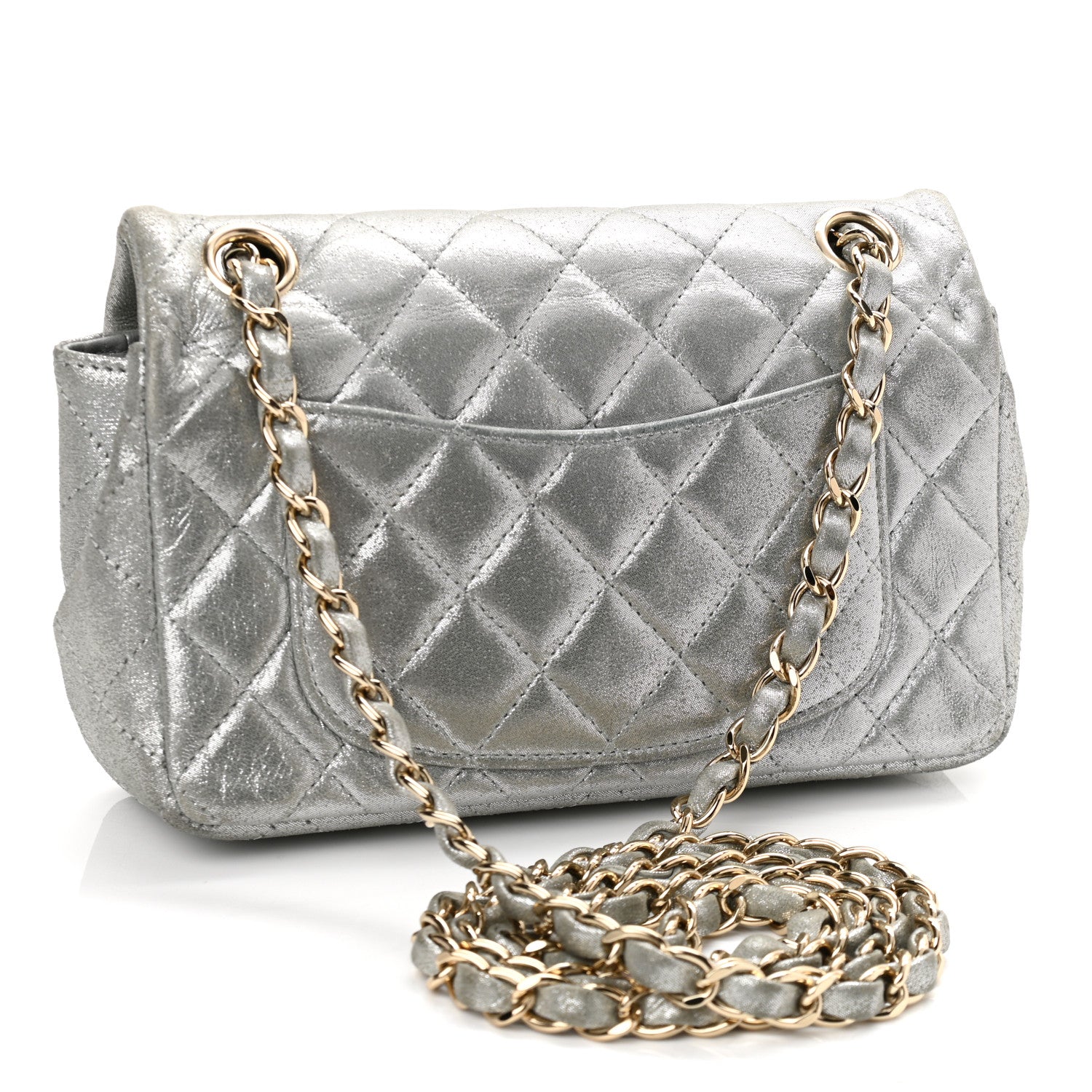 Chanel Iridescent Calfskin Quilted Mini Rectangular Flap Silver 3 of 11
