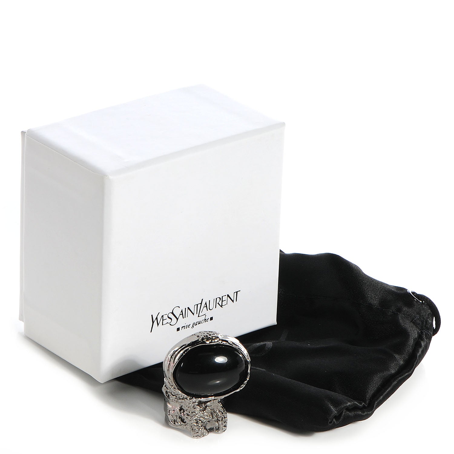 Saint Laurent Arty Ovale Ring Silver Black 8 6 of 6