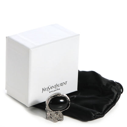 Saint Laurent Arty Ovale Ring Silver Black 8 6 of 6