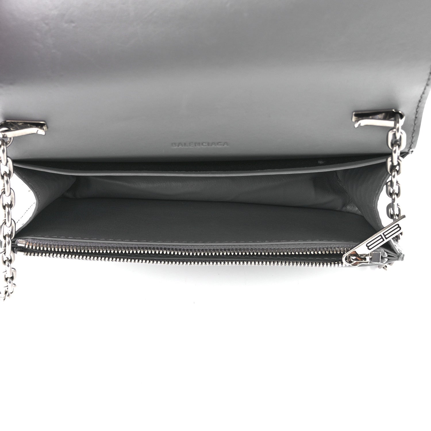 Balenciaga Extra Supple Calfskin Crocodile Embossed Gossip Wallet On Chain Balenciaga Grey 4 of 9