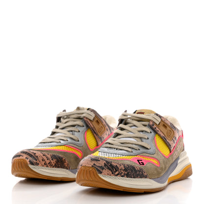 Gucci Suede Calfskin Tejus Printed Womens Ultrapace Sneakers 37.5 Pink Silver Oatmeal Yolk 2 of 6