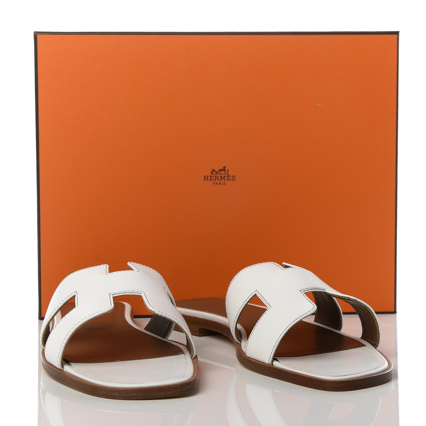 Box Calfskin Oran Sandals 39 White