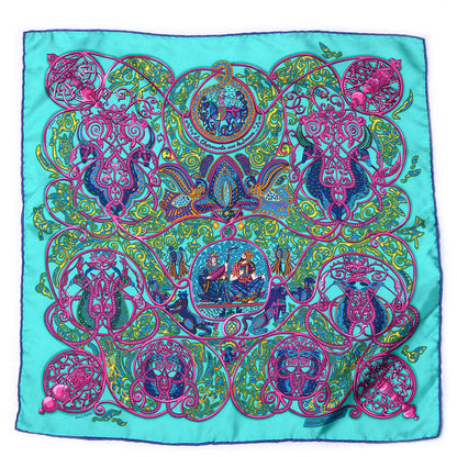 Hermes Silk La Charmante Aux Animaux Pocket Square 2 of 7