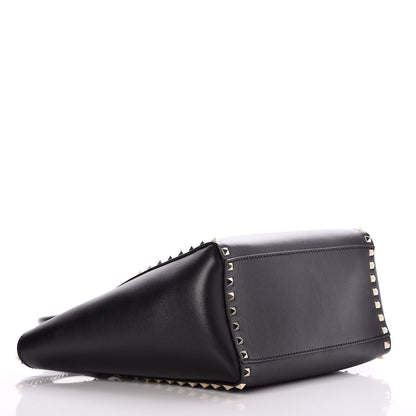 Valentino Garavani Vitello Rockstud Double Handle Tote Black 5 of 10